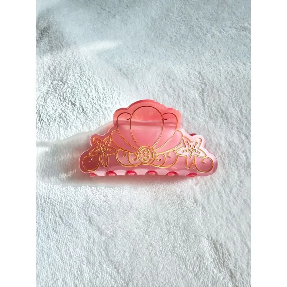 Disney The Little Mermaid Ariel Seashell Hair Claw Clip Pink Gold